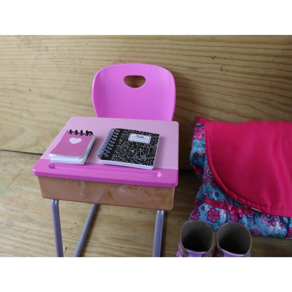 Our Generation Doll Lot of 42 Blonde Girl Shoes Boots Sandals Desk Bean Bag pack - Picture 5 of 10